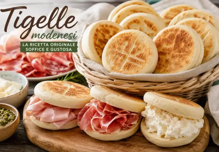 Tigelle modenesi, soffici e gustose, pronte per essere farcite. La ricetta originale per un piacere autentico.