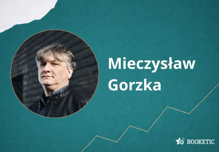 Portret Mieczysława Gorzkiego. W tle grafika przypominająca wykres, jakby kolejność polowanie na psy.