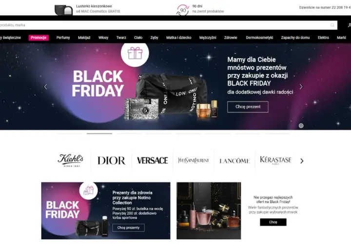 Strona główna Notino z promocjami na Black Friday. Sprawdź dostępne formy płatności i wybierz najlepsze dla siebie.
