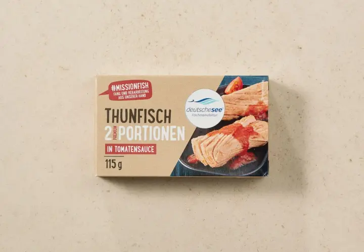 Thunfisch in Tomatensauce, 2 Portionen, 115g. #Missionfish von Deutsche See.