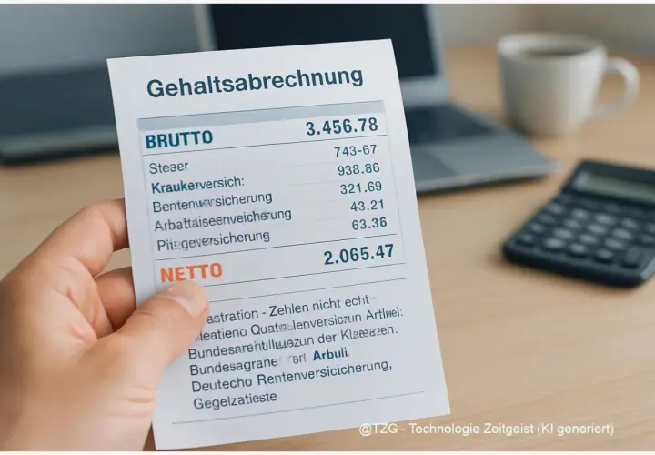 Gehaltsabrechnung zeigt Brutto- und Nettolohn. Ein Hausmeister Gehalt kann stark variieren, je nach Erfahrung und Region.