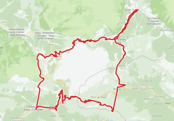 Trasa Sella Ronda, malownicza pętla rowerowa w Dolomitach, prowadzi przez urokliwe miejscowości jak Corvara, Selva i Canazei.