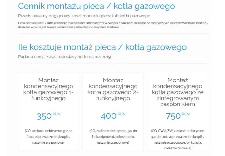 Montaż pieca gazowego - cena, koszt podłączenia i wymiana
