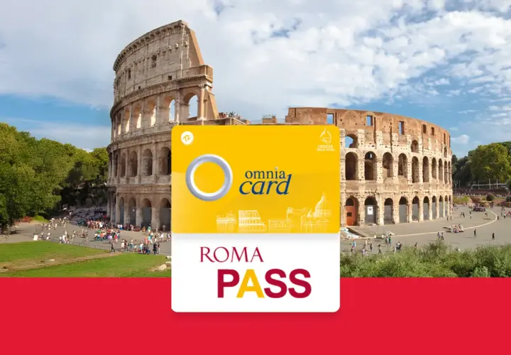 La carta Omnia Pass per i mezzi pubblici di Roma, con il Colosseo sullo sfondo, per esplorare la città.