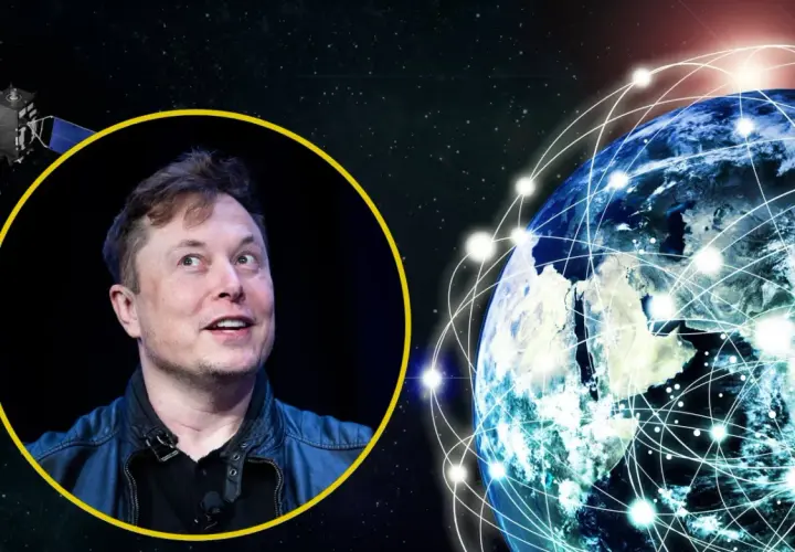 Elon Musk w wizji cywilizacji typu 1, z satelitą i Ziemią połączoną siecią.