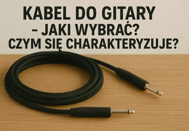 Czarny, zwinięty kabel do gitary elektrycznej z dwoma wtykami jack. Idealny do podłączenia instrumentu.