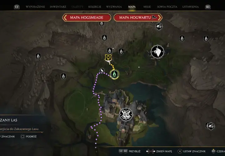 Mapa Hogwarts Legacy. Podążaj ścieżką przez Zakazany Las, odkrywając duch naszej miłości do tego świata.