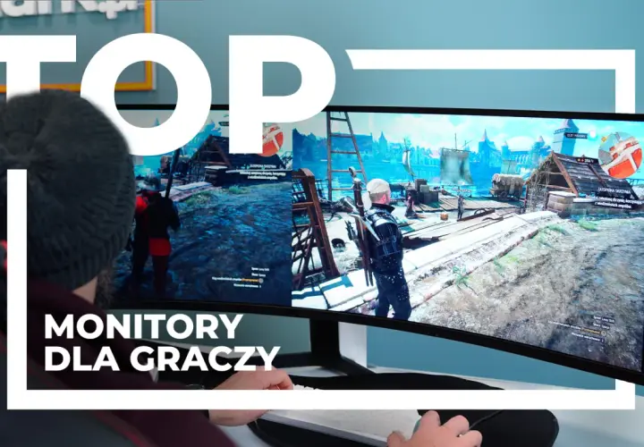 Gracz w czapce gra w Wiedźmina na zakrzywionym ekranie, szukając najlepszego monitora gamingowego.