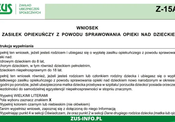 ZUS Z-15a na chore dziecko 14+: Uniknij błędów i zyskaj zasiłek