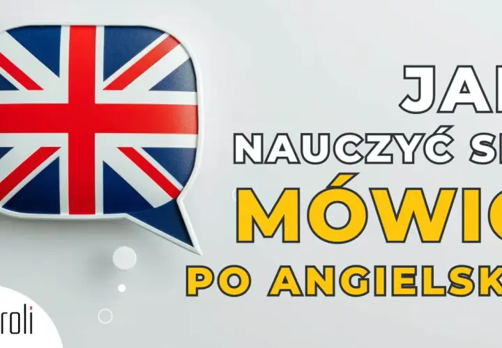 Chcesz wiedzieć, jak nauczyć się mówić po angielsku w domu? Grafika z flagą Wielkiej Brytanii i napisem "Jak nauczyć się mówić po angielsku" podpowie Ci, jak zacząć.