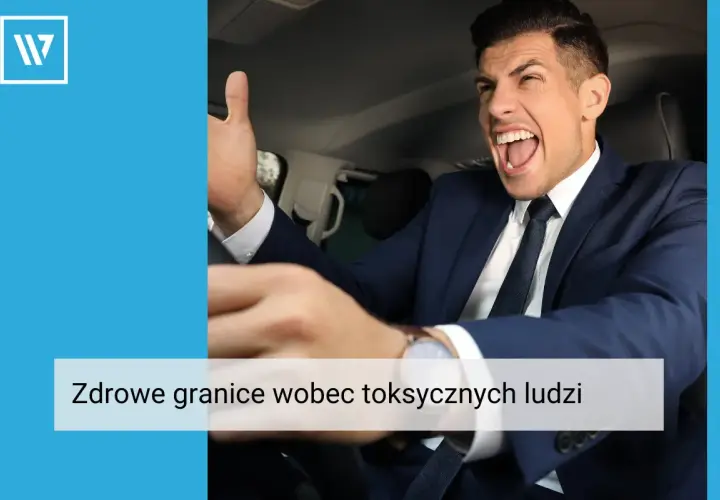 Wściekły mężczyzna w garniturze za kierownicą. Jak się bronić przed toksycznymi ludźmi.