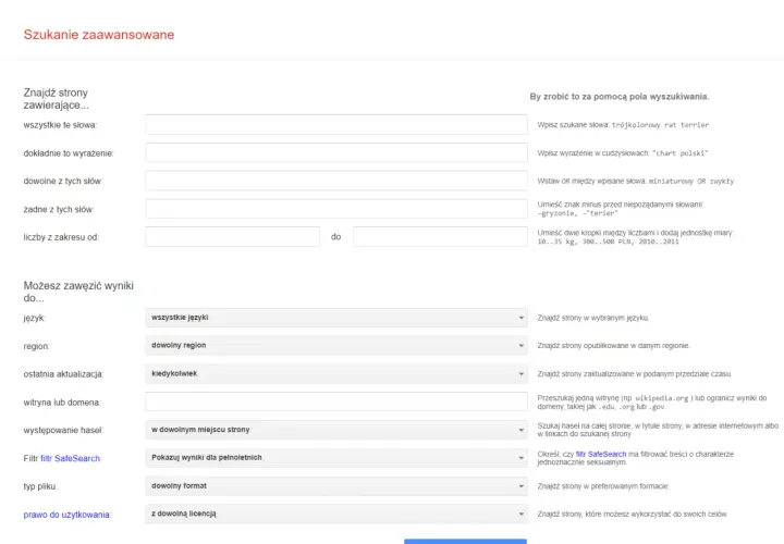 Zaawansowane wyszukiwanie Google pozwala precyzyjnie znaleźć informacje, filtrując wyniki według słów, języka, regionu i innych kryteriów.