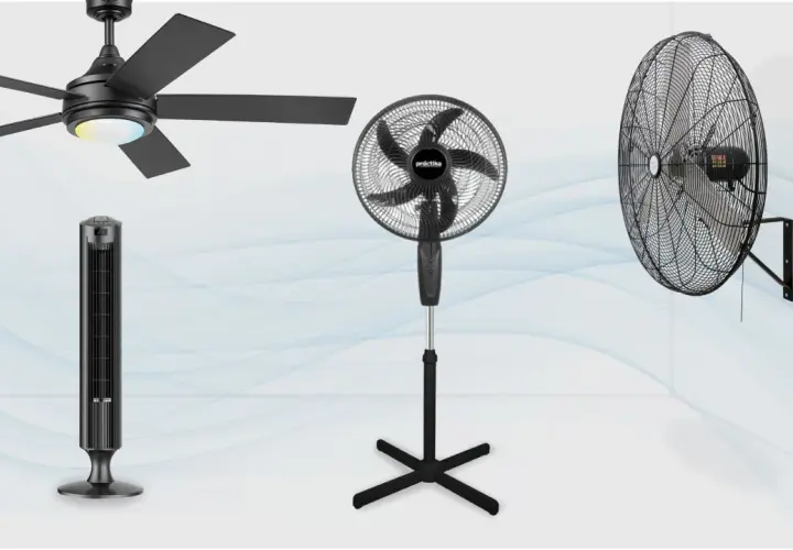 Ventilador de techo, de torre, de pedestal y de pared: diversos tipos de ventiladores industriales para cada necesidad.