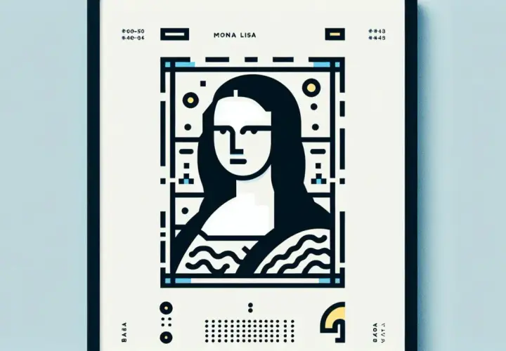 Stylisierte Mona Lisa im QR-Code-Design. Warum ist die Mona Lisa so wertvoll? Dieses Kunstwerk ist ein Rätsel.