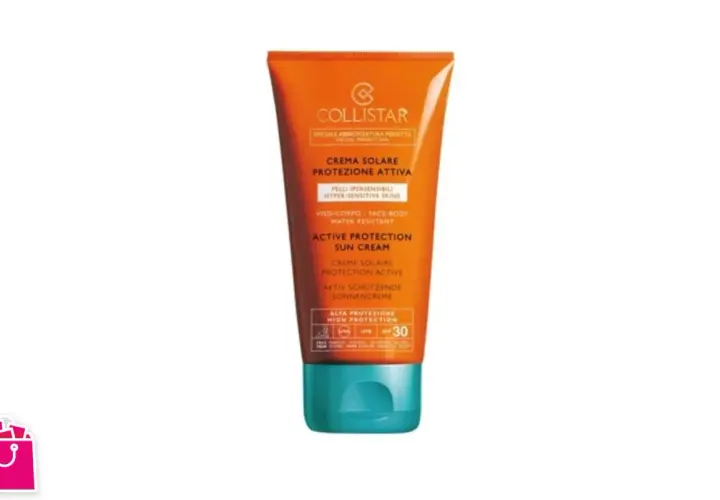 Collistar crema solare viso protezione attiva SPF 30, ideale per pelli ipersensibili, per una protezione quotidiana efficace.