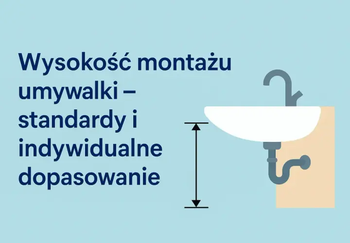 Wysokość umywalki: standardy i indywidualne dopasowanie. Ilustracja pokazuje umywalkę z zaznaczoną wysokością montażu.