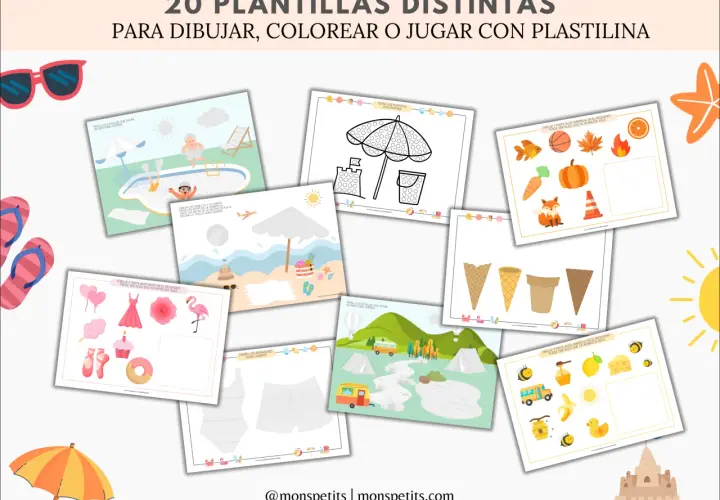 Plantillas dibujos para rellenar con plastilina: escenas de verano, animales y objetos para colorear y crear.
