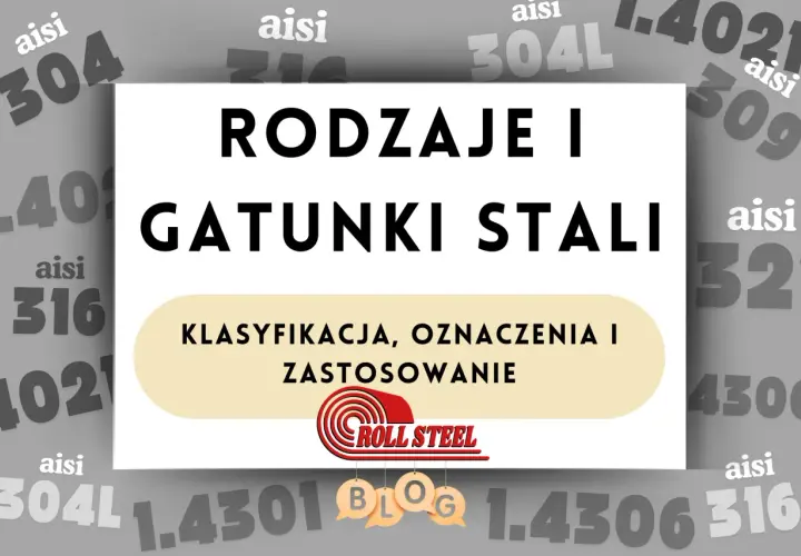 Rodzaje i gatunki stali: klasyfikacja, oznaczenia i zastosowanie. W tle numery gatunków stali, np. 304, 316, 309.