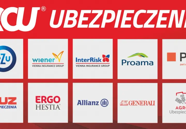 Logotypy agencji ubezpieczeniowych: PZU, Wiener, InterRisk, Proama, Pru, TUZ, Ergo Hestia, Allianz, Generali, Agro Ubezpieczenia.
