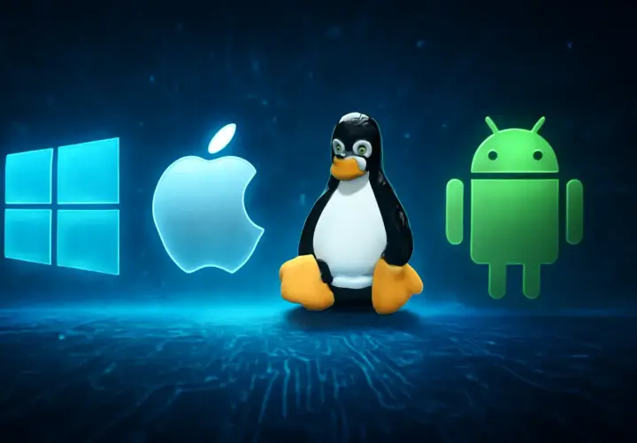 Logos de Windows, Apple, Linux y Android. ¿Cómo saber qué ordenador tengo?