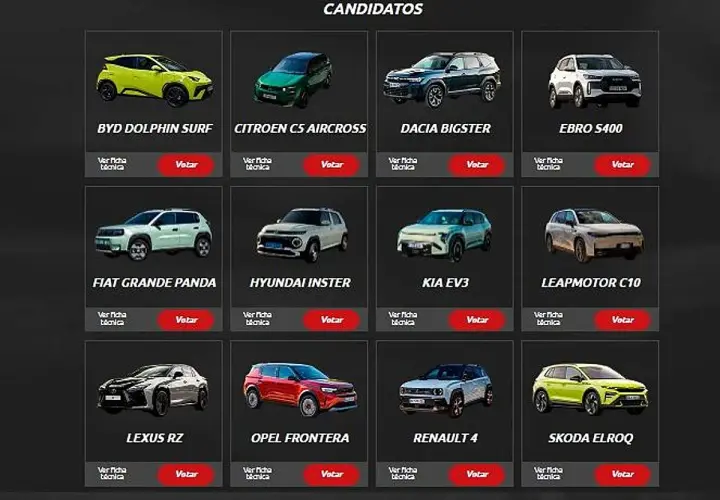 Galería de candidatos a coche del año, incluyendo modelos eléctricos y de combustible de motor.