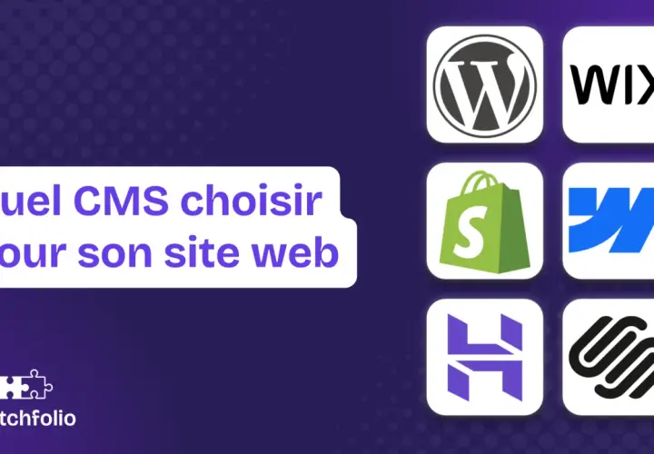 Quel CMS choisir pour son site web ? Logos WordPress, Wix, Shopify, Webflow, Hostinger, Squarespace.