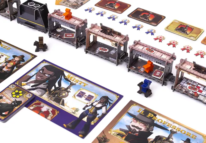 Karty postaci i wagoniki z gry Colt Express Dodatki.