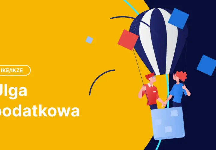 Para z koszem balonu, symbolizująca ulgę podatkową IKE/IKZE, unosi się w górę.