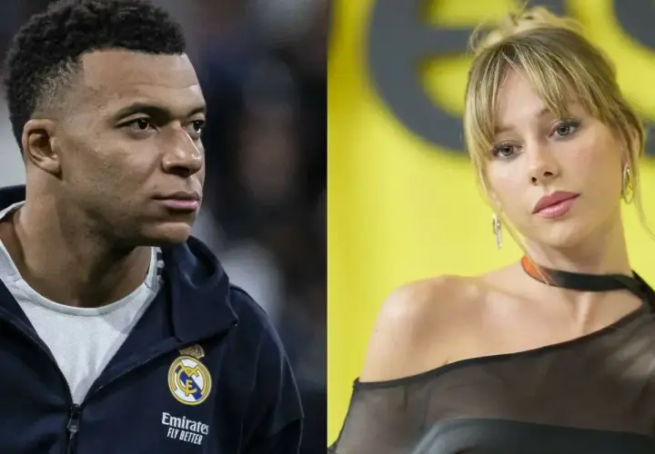 Kylian Mbappé i jego dziewczyna, Ester Expósito, na dwóch oddzielnych zdjęciach.