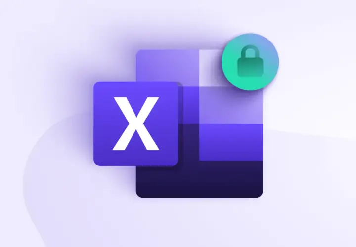 Excel-Symbol mit einem Vorhängeschloss-Symbol, das Sicherheit und eine excel sicherungskopie symbolisiert.