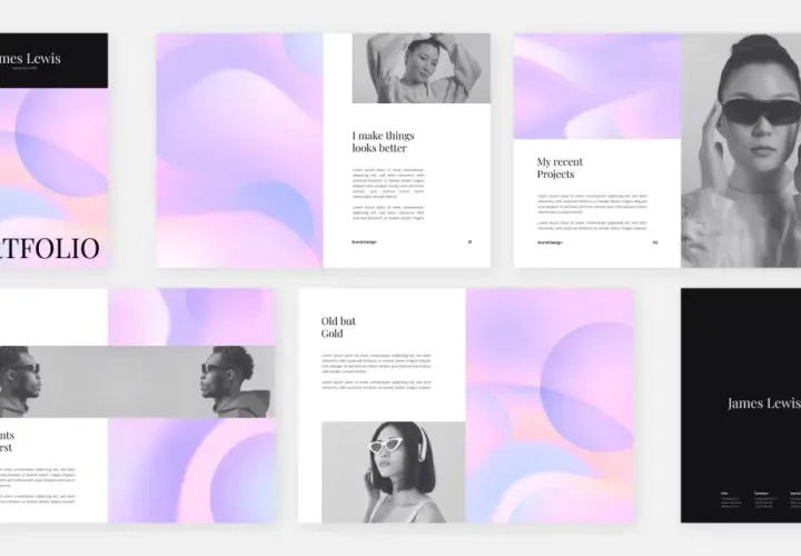 Portfolio Jamesa Lewisa, artysty typografii. Projekt strony internetowej, studia grafika komputerowa.