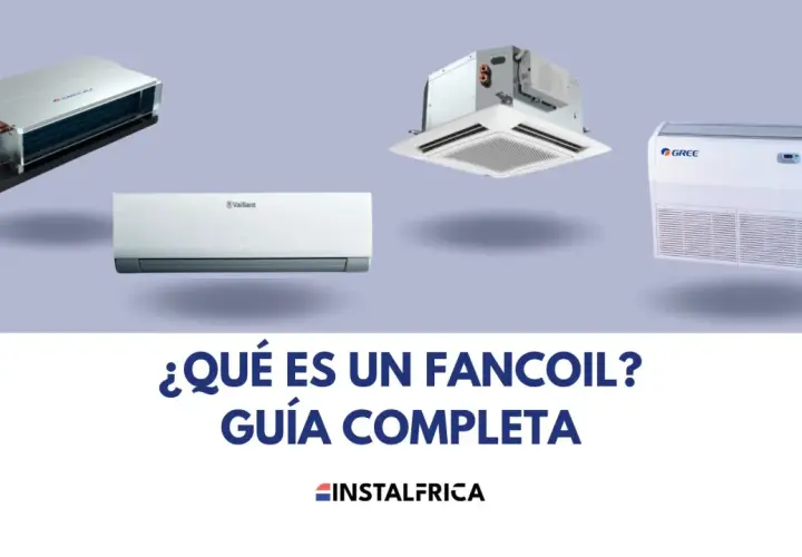 Diversos modelos de fancoil, unidades de aire acondicionado, ilustran el esquema enfriadora de agua.