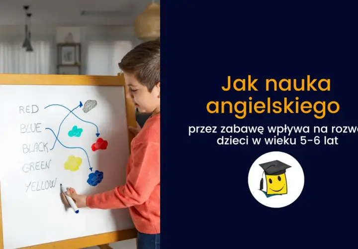 Dzieci uczą się angielskiego przez zabawę, dopasowując kolory na tablicy.