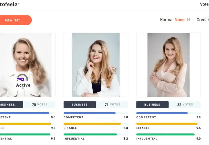 Trzy kobiety w biznesowych strojach, oceniane pod kątem profilowego na Messenger.