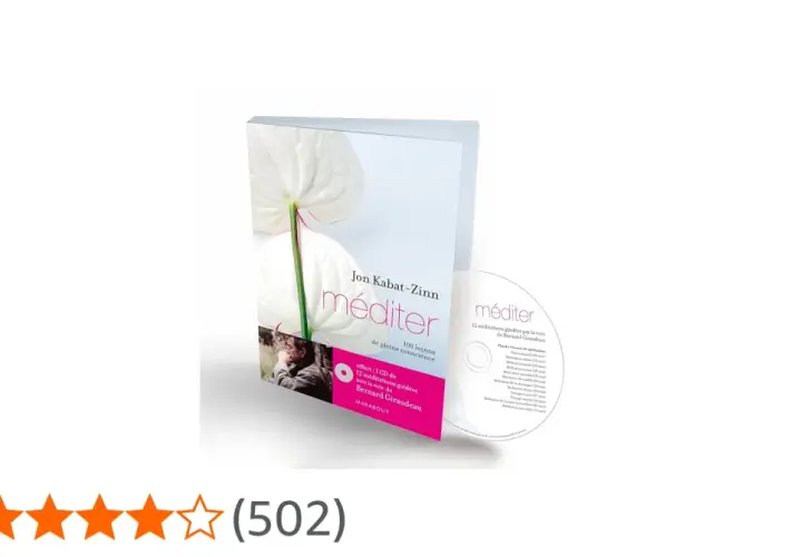 Livre "Méditer" de Jon Kabat-Zinn avec un CD de méditations guidées. Le prix moyen d'un CD de musique peut varier, mais ce coffret est une invitation à la pleine conscience.