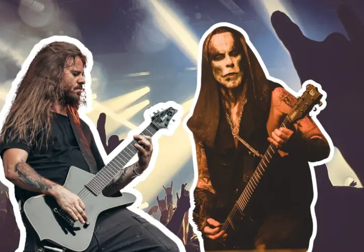Dwóch gitarzystów, jeden z długimi włosami, drugi w kapturze, gra na scenie. To może być najbardziej znany polski zespół metalowy.