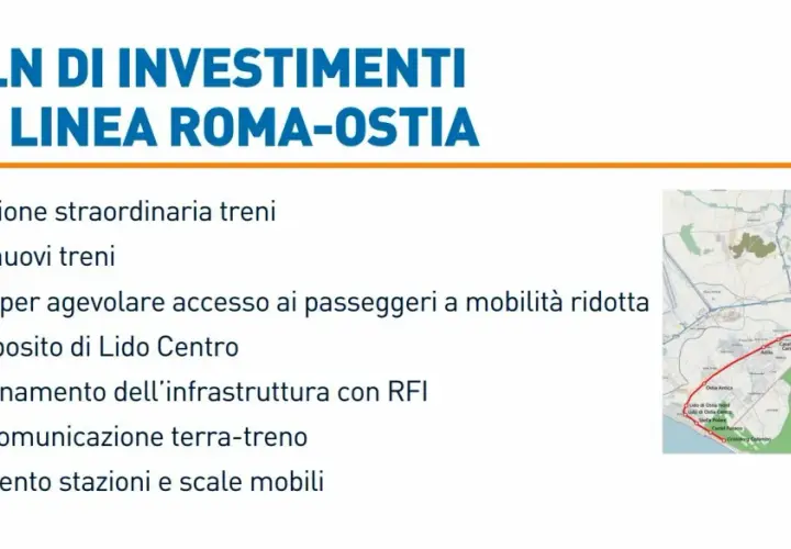 Investimenti per la linea Roma-Ostia: manutenzione, nuovi treni e miglioramenti per le fermate del trenino.