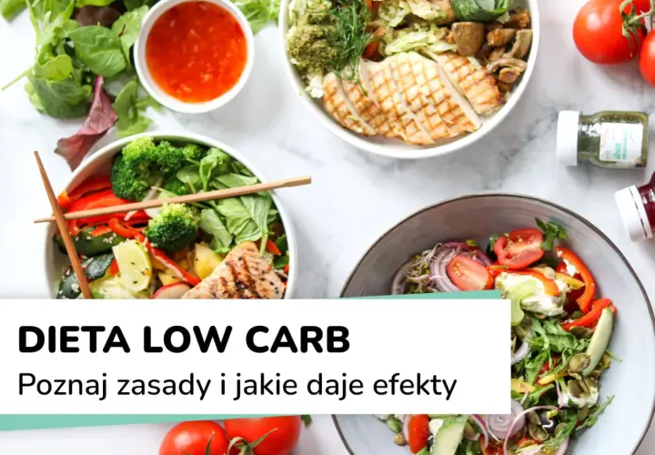 Kolorowe miski z sałatkami i grillowanym mięsem, idealne dla diety, która nie ma węglowodanów.