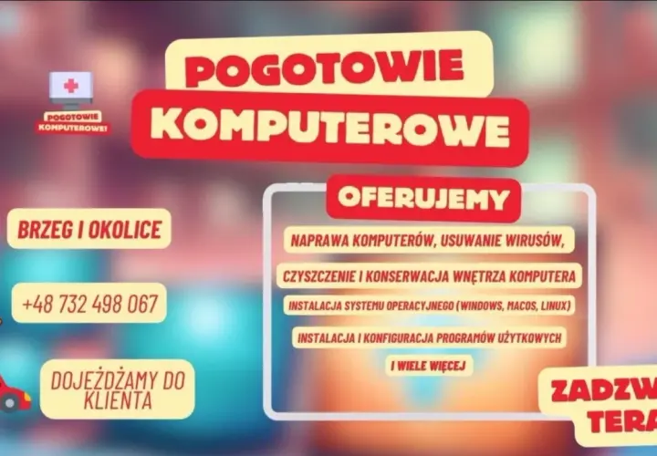 Pogotowie komputerowe Brzeg i okolice. Naprawa, czyszczenie, instalacja systemów i programów. Zadzwoń teraz!