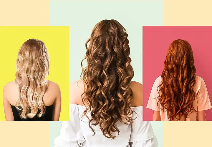 Tres estilos de cabello ondulado: rubio, castaño y pelirrojo. Aprende como ondular el pelo para lucir estas ondas.