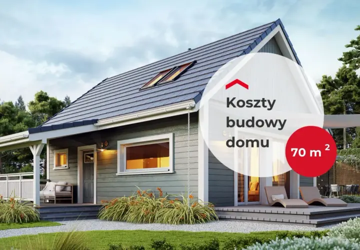 Szukasz informacji o koszt budowy domu 70m2 pod klucz? Zobacz ten nowoczesny, parterowy dom z tarasem.