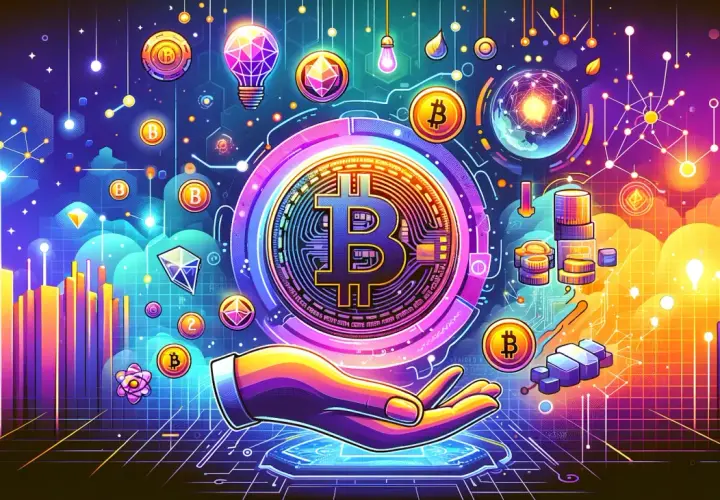 Wizualizacja bitcoina i innych kryptowalut. Zastanawiasz się, kryptowaluty ile na start? Obrazek pokazuje potencjał i złożoność cyfrowych aktywów.