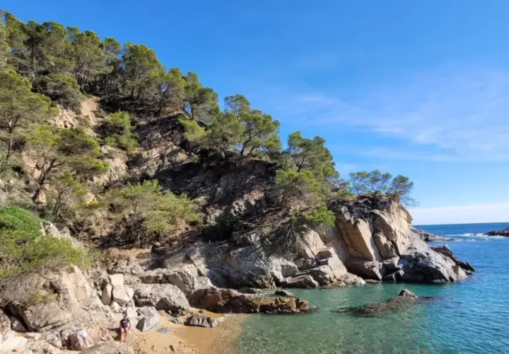 Costa Brava: acantilados verdes y mar azul, ideal para excursiones en Lloret de Mar.