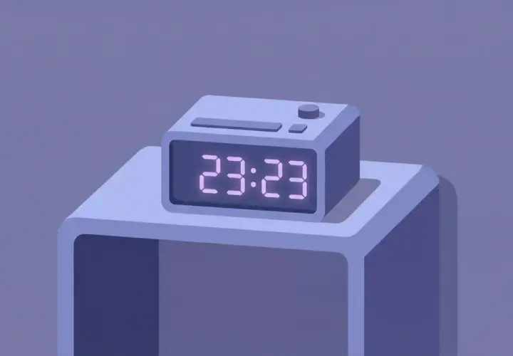 Cyfrowy zegar pokazuje 23:23. Może to być znak, że czas na sen, lub symbol czegoś więcej.