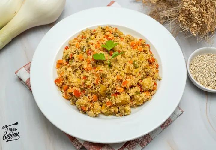 Plato de quinoa con verduras, ideal para tus recetas saludables.