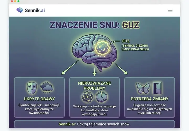 Sen o guzie symbolizuje ciężar emocjonalny, ukryte obawy i nierozwiązane problemy. To znak, że potrzebujesz zmiany.