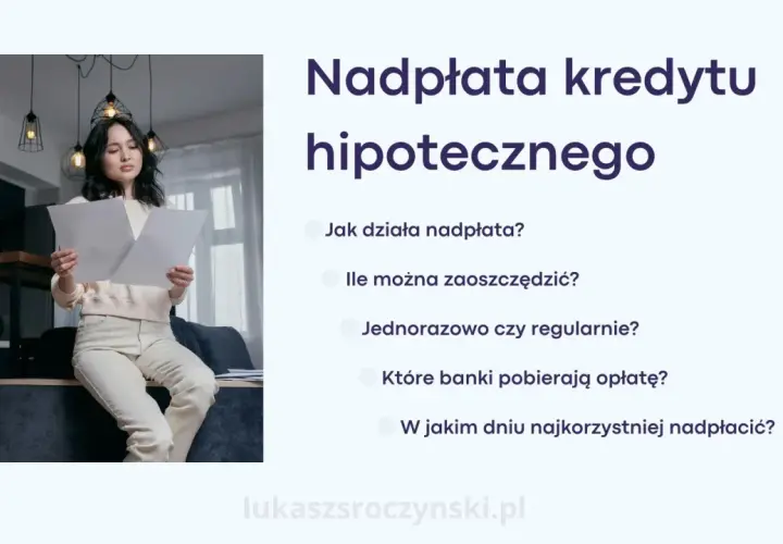 Kobieta analizuje dokumenty dotyczące nadpłaty kredytu hipotecznego. Czy nadpłata kapitał czy odsetki? Dowiedz się więcej.