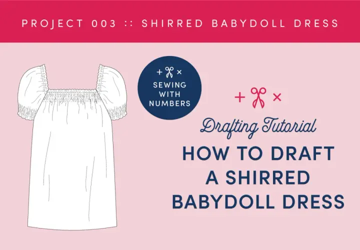 Learn to draft a step by step simple dress pattern for beginners. This tutorial shows how to draft a shirred babydoll dress.
