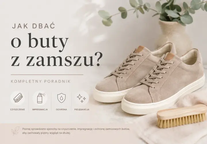 Beżowe buty z zamszu i szczotka. Poradnik o czyszczeniu, impregnacji i pielęgnacji obuwia.