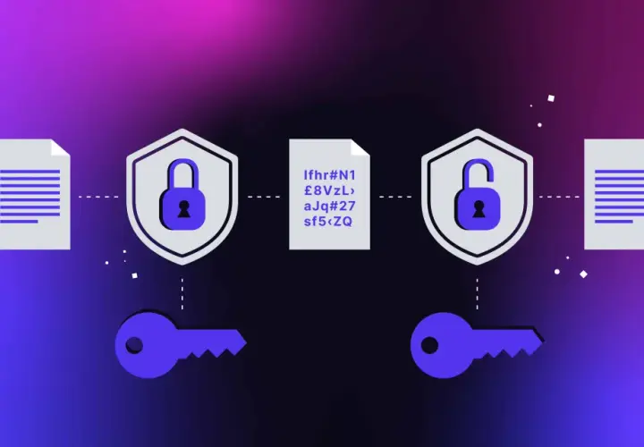 Des documents, des clés et des cadenas symbolisent la protection de la donnée chiffrée.